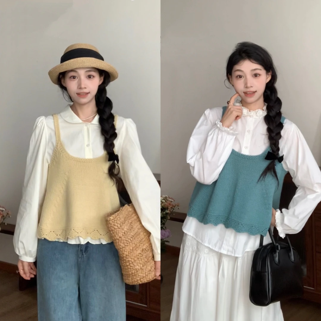 2193 “希腊的蓝”不含内搭～慵懒风短款针织吊带背心