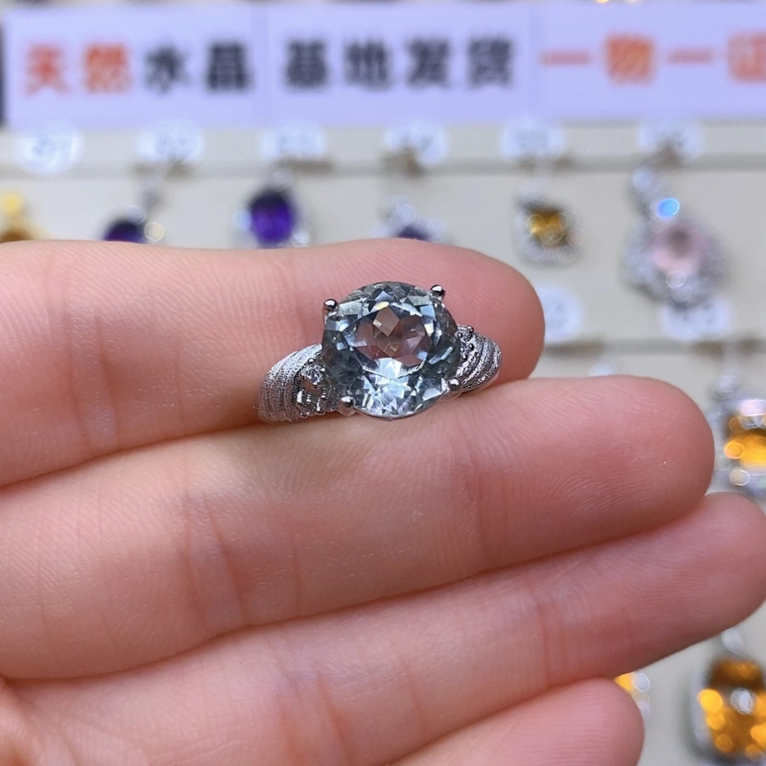 珠宝半成品水晶银S925镶嵌天然绿水晶