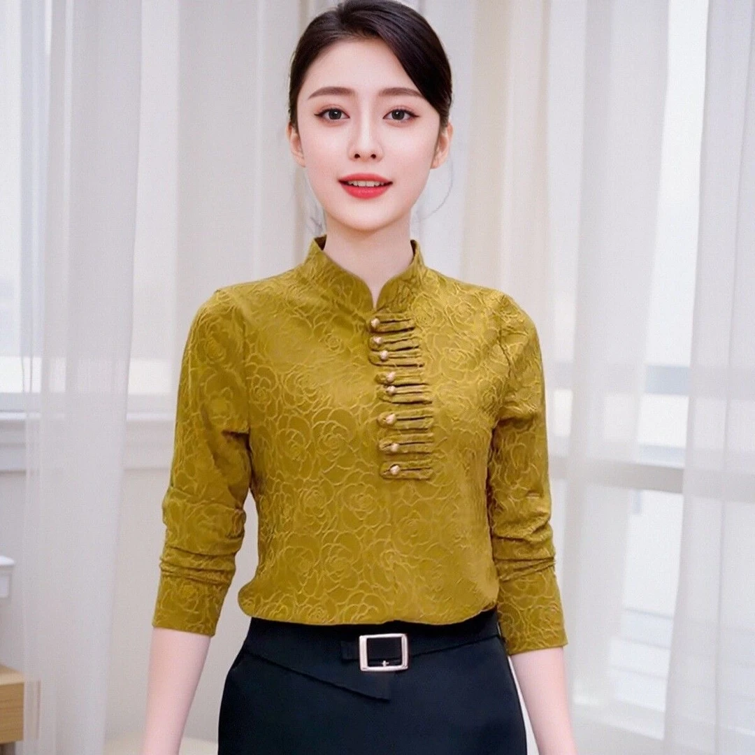 春秋新中式玫瑰花国风针织提花大码民族风中老年内搭秋冬打底衫女