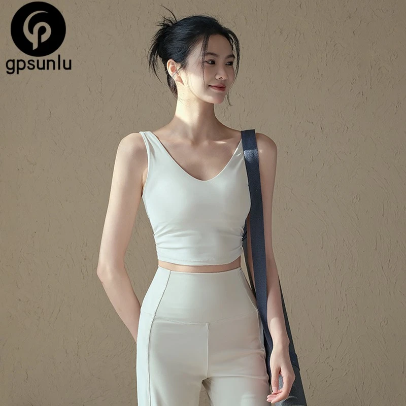 GPSUNLU运动内衣女夏季外穿训练防震一体式美背普拉提瑜伽服背心