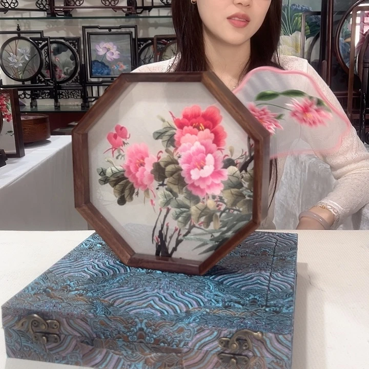 织绣苏绣摆台胡桃木