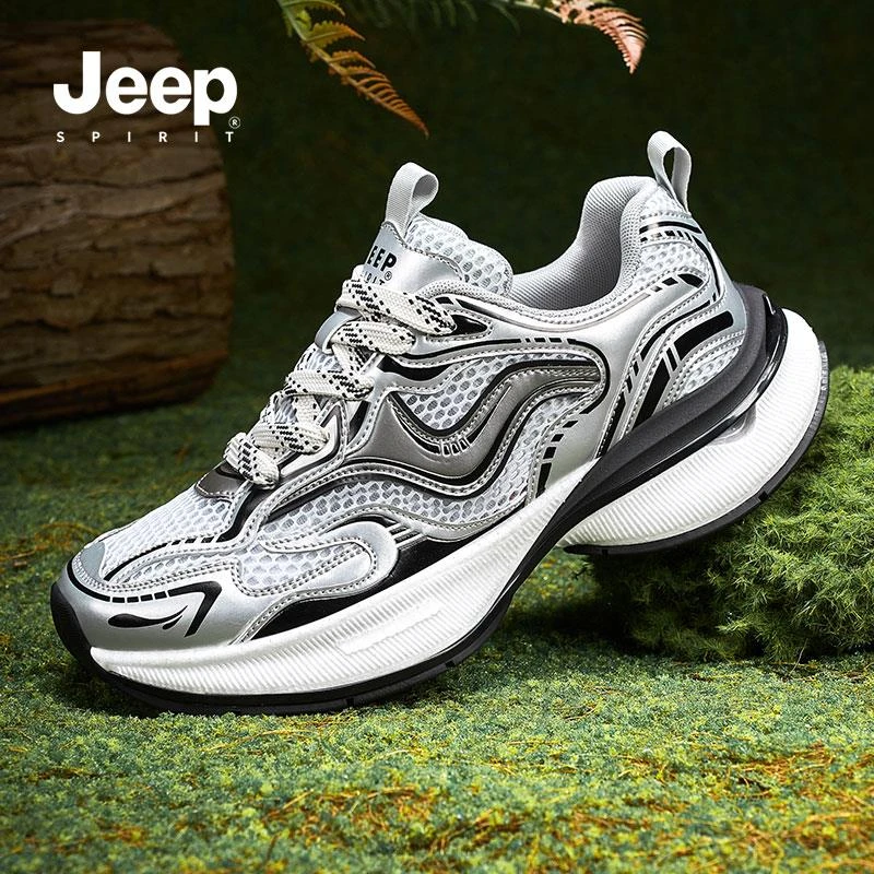 JEEPSPIRIT吉普男鞋2025新款夏季透气镂空网面鞋老爹鞋运动休闲鞋