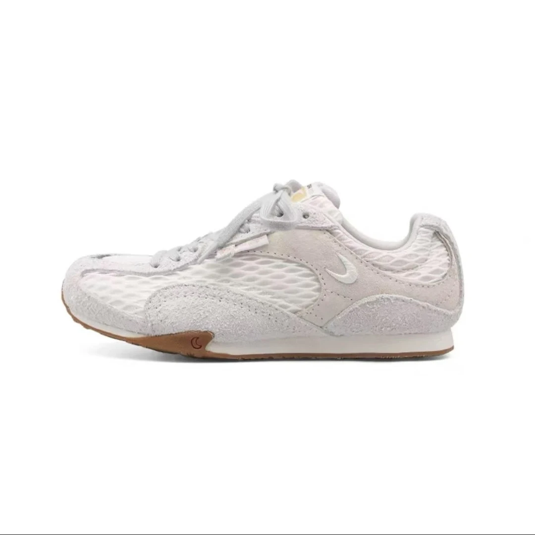 明星同款2025春夏季牛皮拼接网面时尚百搭运动鞋情侣款休闲鞋跑鞋