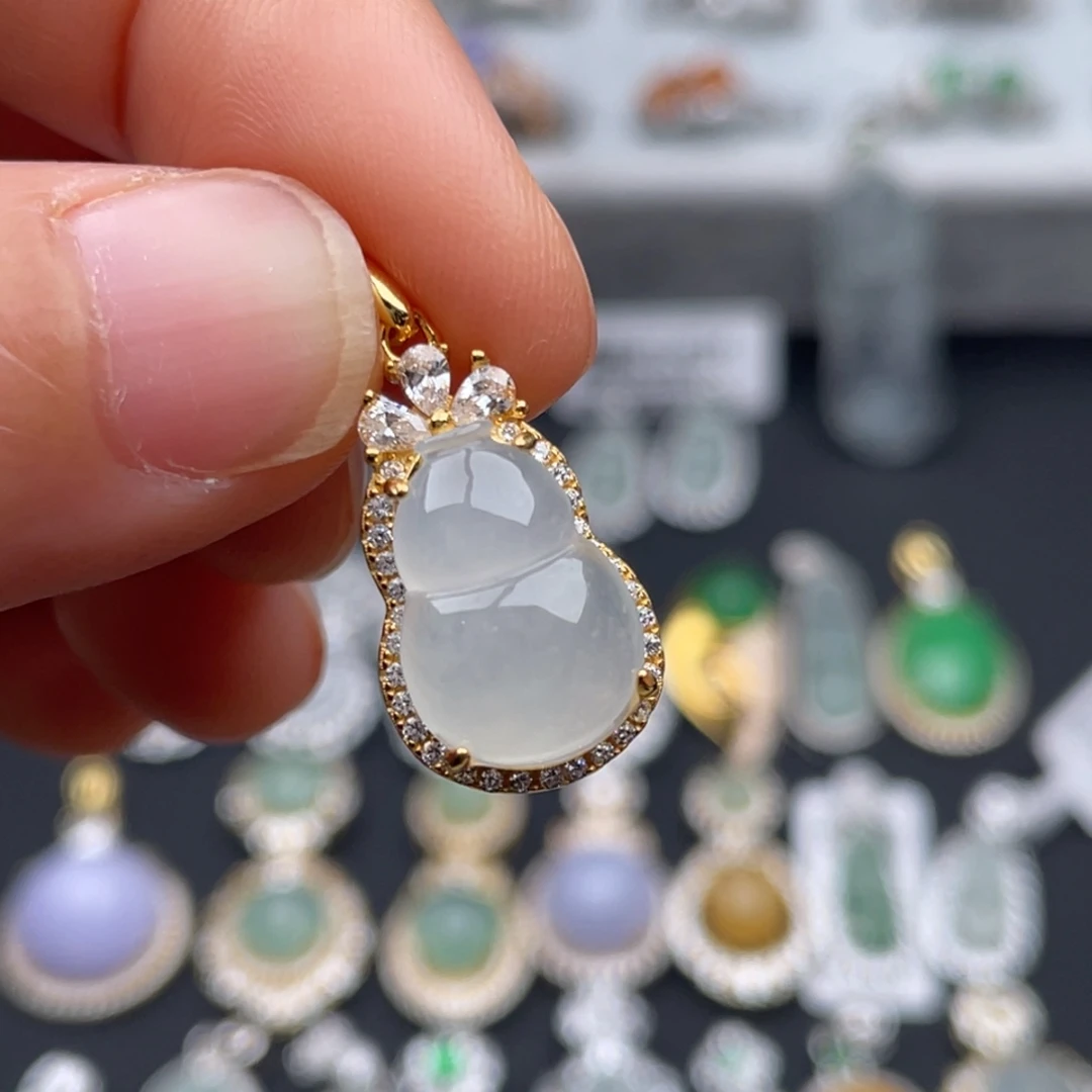 翡翠银S925镶嵌吊坠(不含链)