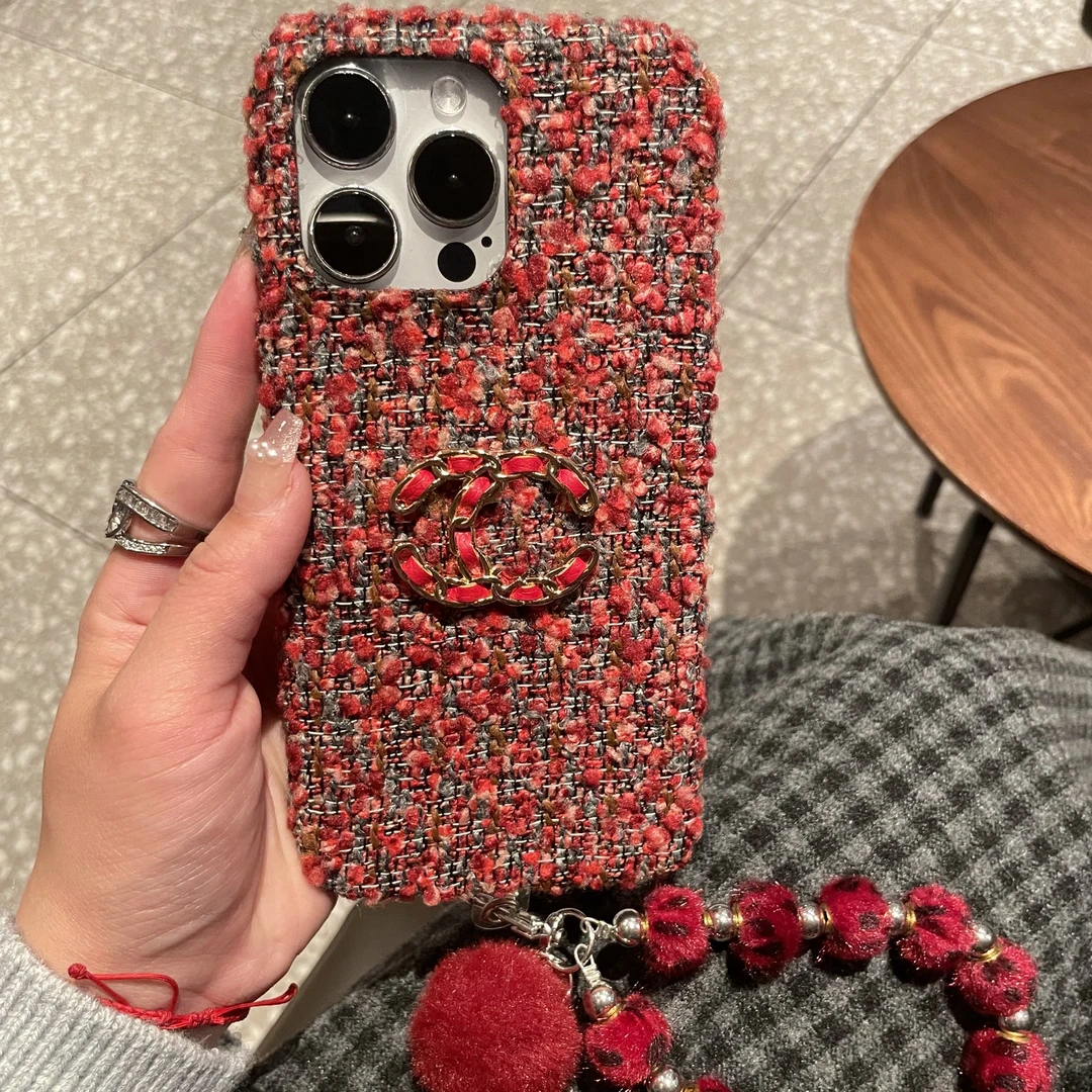 秋冬小香风毛呢全包适用iPhone15pro苹果14/13/16promax手机壳软