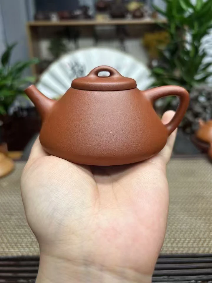 黄龙山大红泥全手工制作子冶小容量石瓢壶180cc紫砂壶纯手工茶具