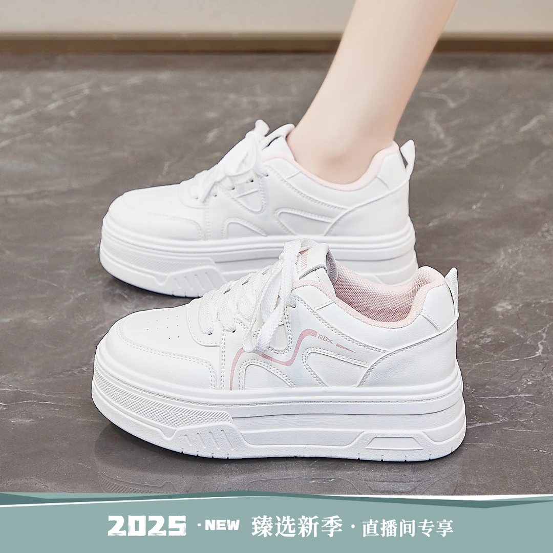 秋季小白鞋女2025新款时尚百搭舒适板鞋厚底韩版增高学生休闲女鞋