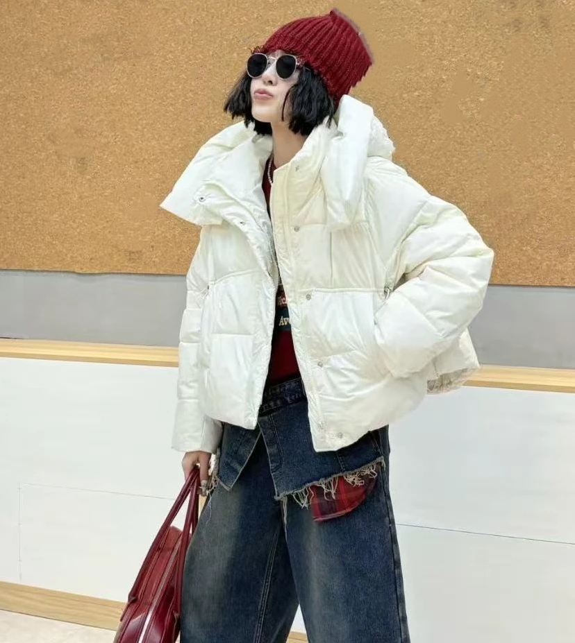 奇奇家时尚韩版大码女装2025冬季新款个性中短款保暖棉服外套