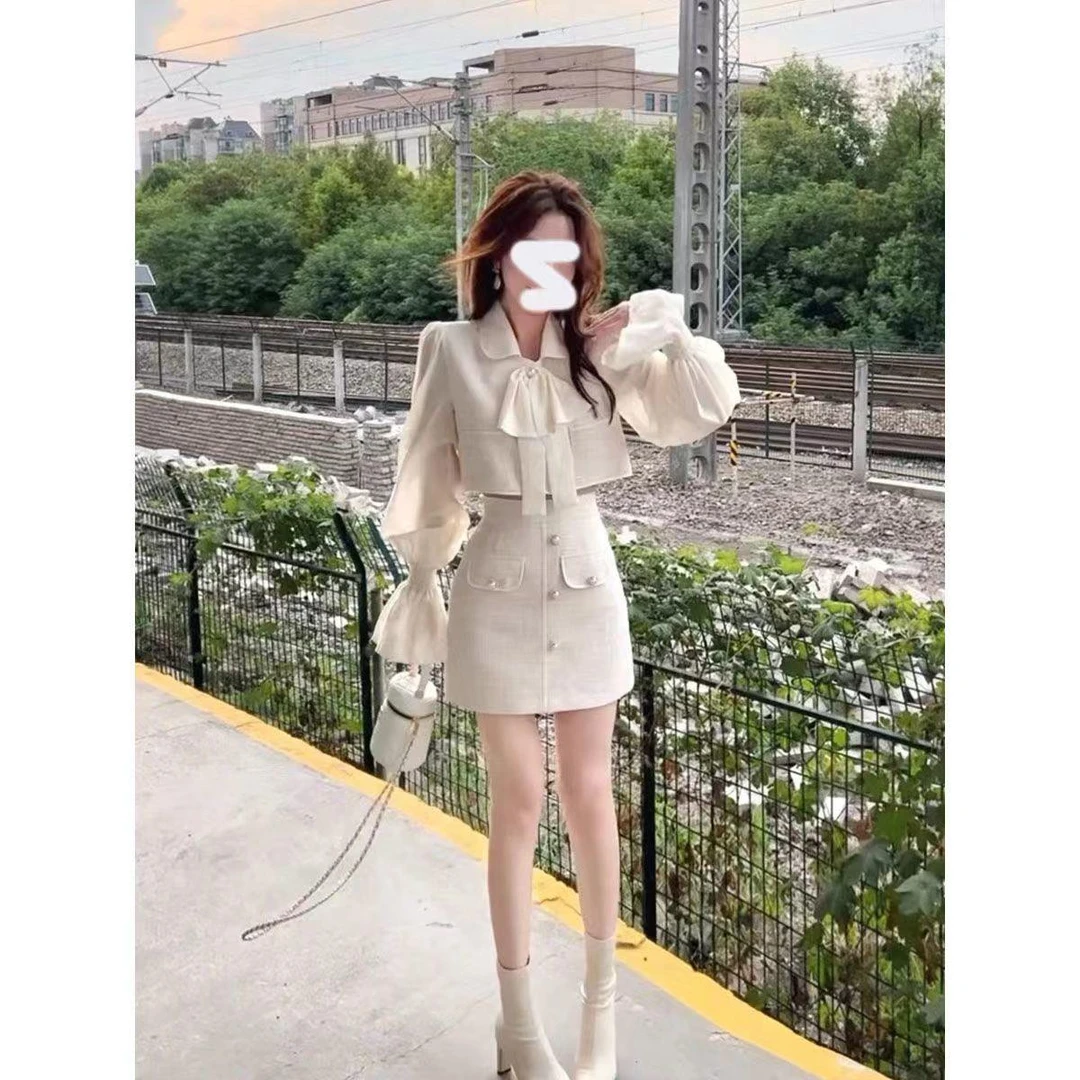 香风时尚套装短款外套高腰名媛半身裙高级气质两件套短裙秋季裙子