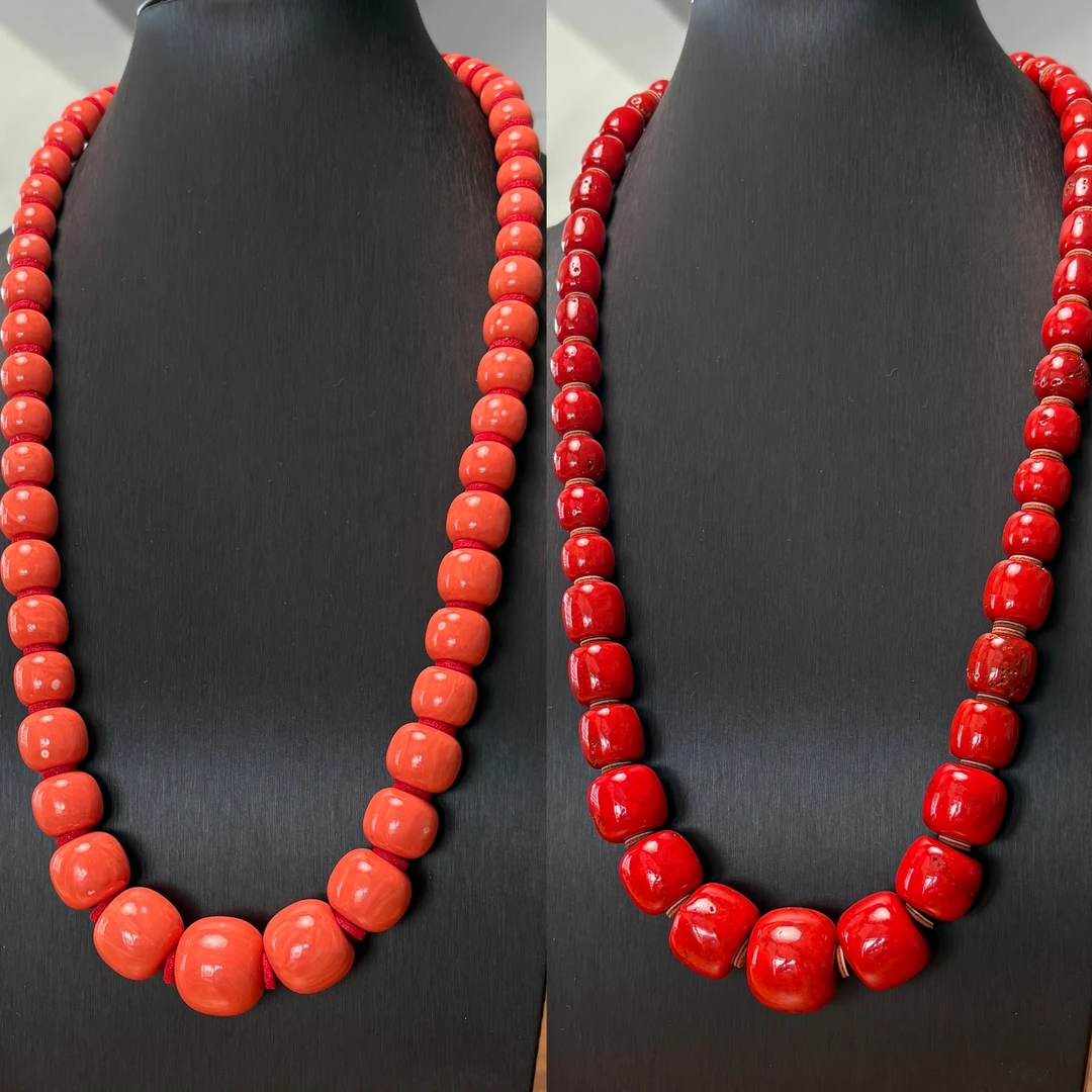 合金项链 新款仿珊瑚桶珠项链藏式珊瑚色项链舞蹈饰品民族风首饰