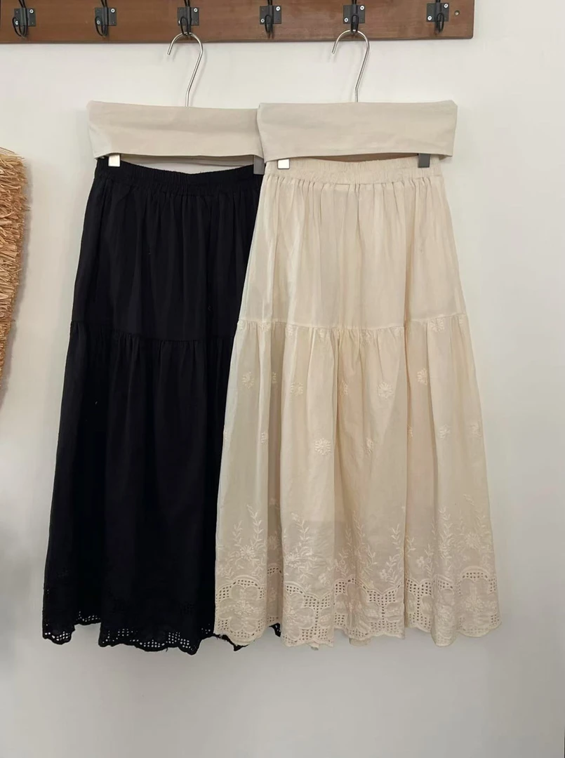 叨叨定制款#9317#刺绣花边半裙 FL