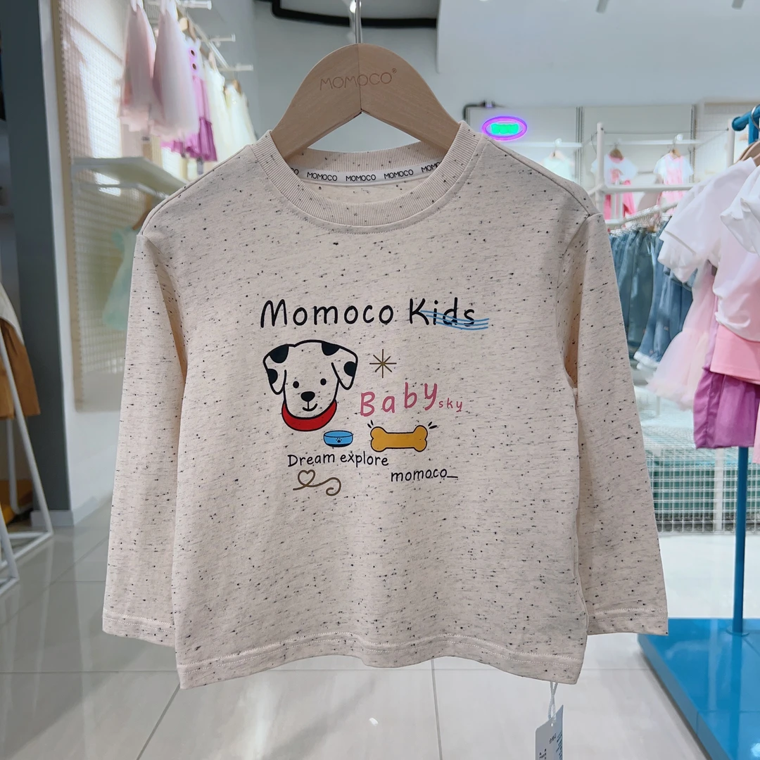 MOMOCO男童春秋潮流韩系休闲T恤卡通小狗上衣77330235027
