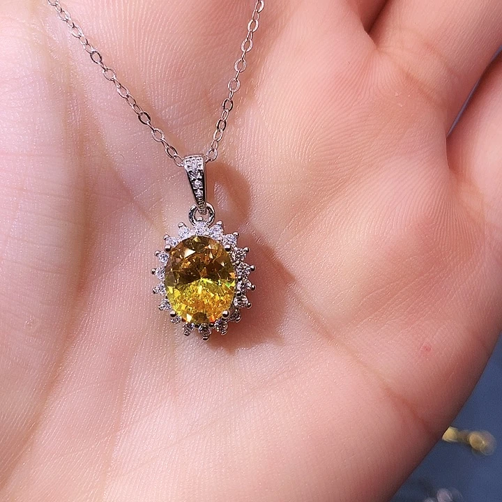 黄晶吊坠(赠链)银S925镶嵌