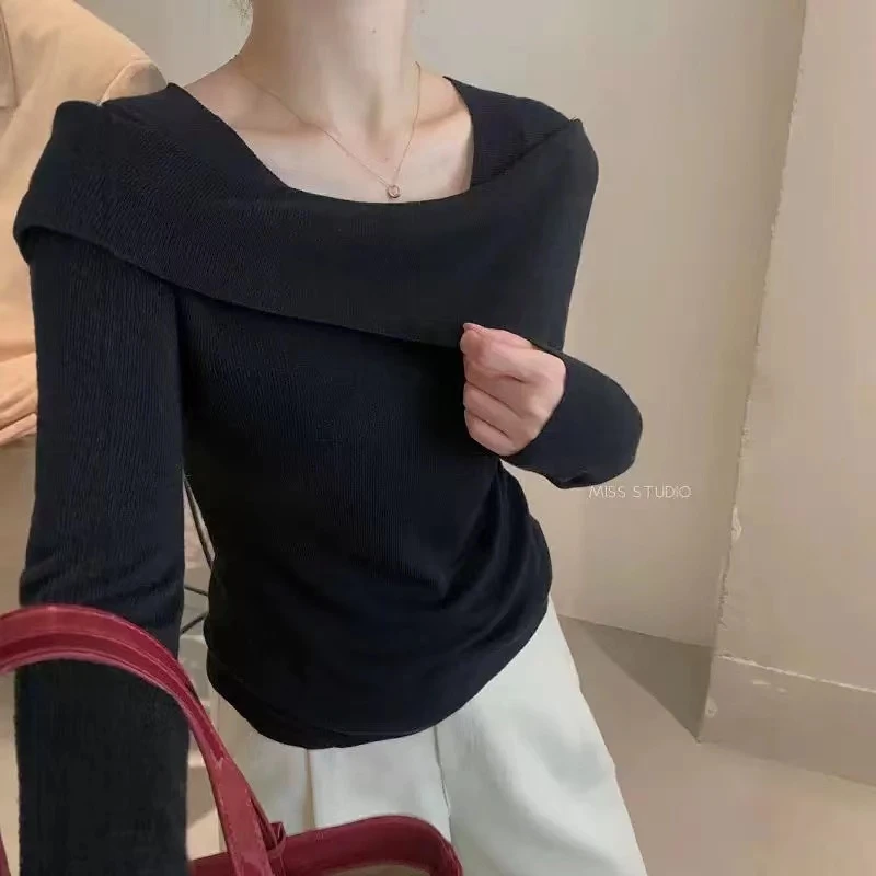 【含6%羊毛气质显瘦不掉色小众百搭针织气质上衣打底衫#9926