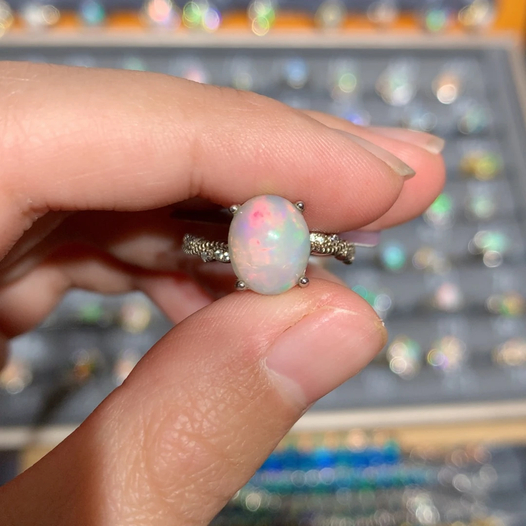 银S925镶嵌欧泊欧泊戒指y