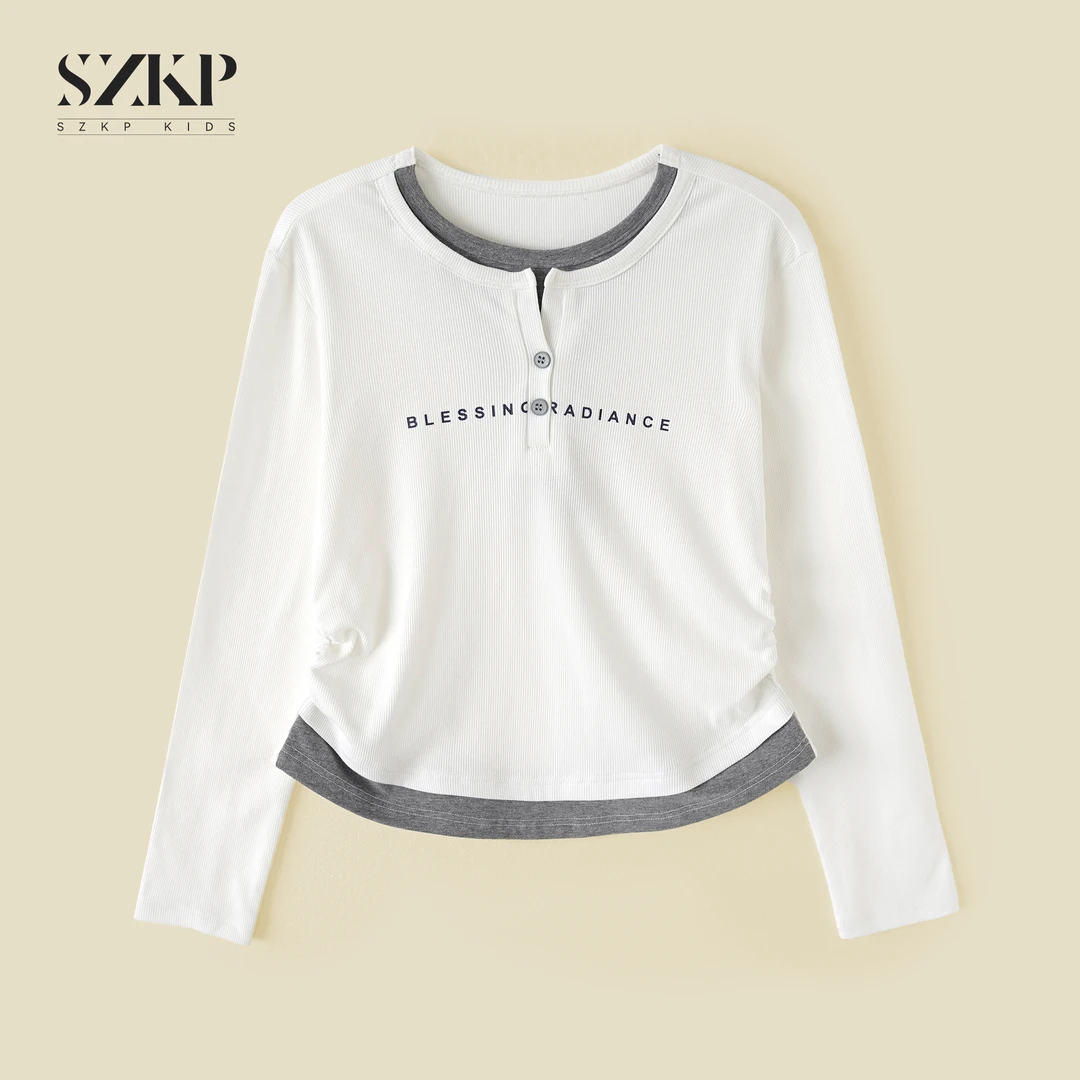 SZKP秋季新款女童装长袖T恤中大童休闲百搭儿童打底衫BGYQ552858