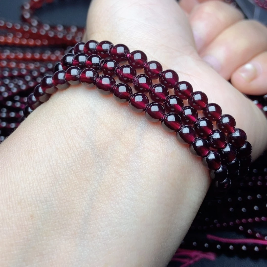 未镶嵌手链石榴石5.3酒红色