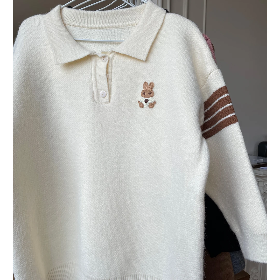 maodan/猫单仓【学院小兔】孕妇装穿搭polo领针织毛衣时尚翻领