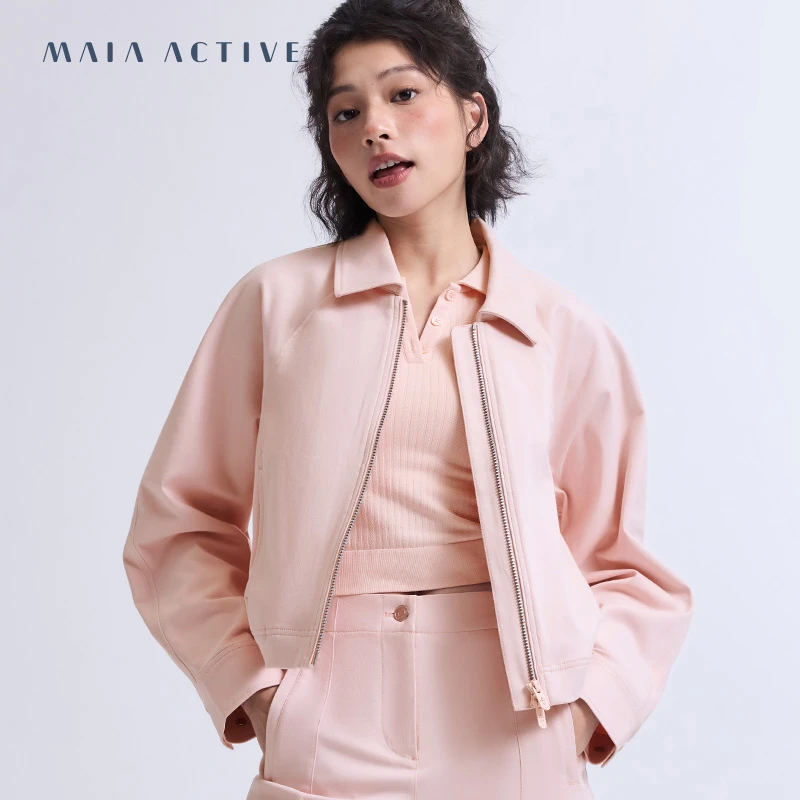 翻领长袖短夹克宽松运动瑜伽外套 MAIAACTIVE M1F51JK12