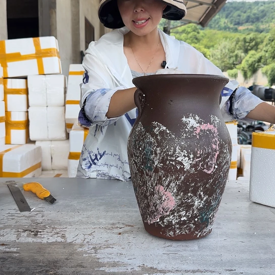 紫砂花盆王嫂花盆0709-219高30口20