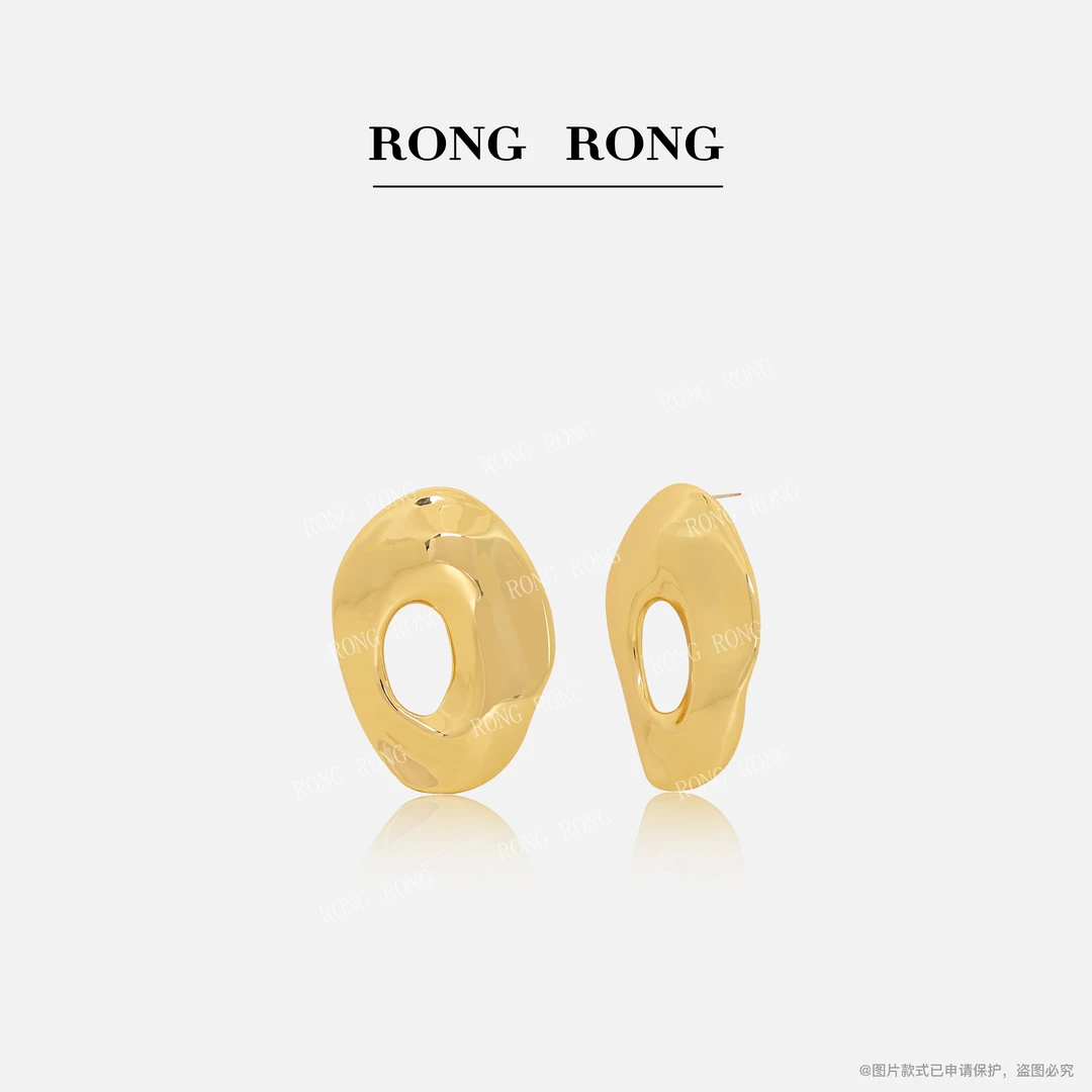 铜合金耳饰 RONGRONG 冷淡风设计感几何镂空耳环H028894ER10033
