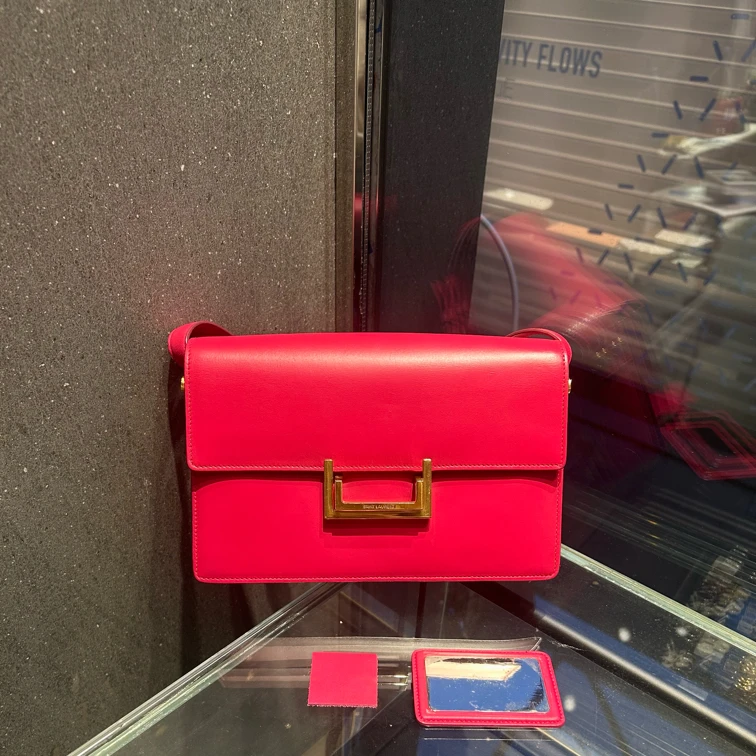 95新 YSL/圣罗兰 圣罗兰 YSL 玫粉色邮差包 底长24