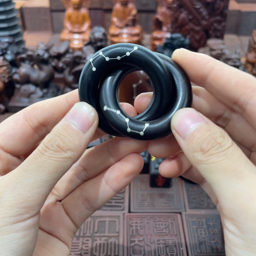 枣木玉华镶银六七行小圈