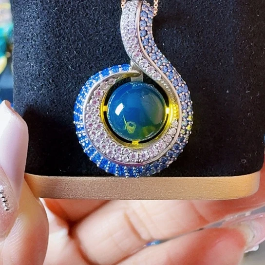 琥珀戒指银S925镶嵌多米尼加蓝珀