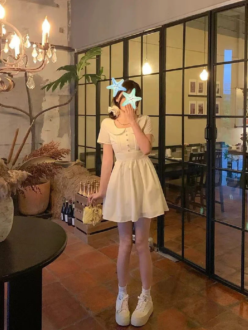 【夏季新品】运补-8- 显瘦百搭娃娃领甜美连衣裙 1629