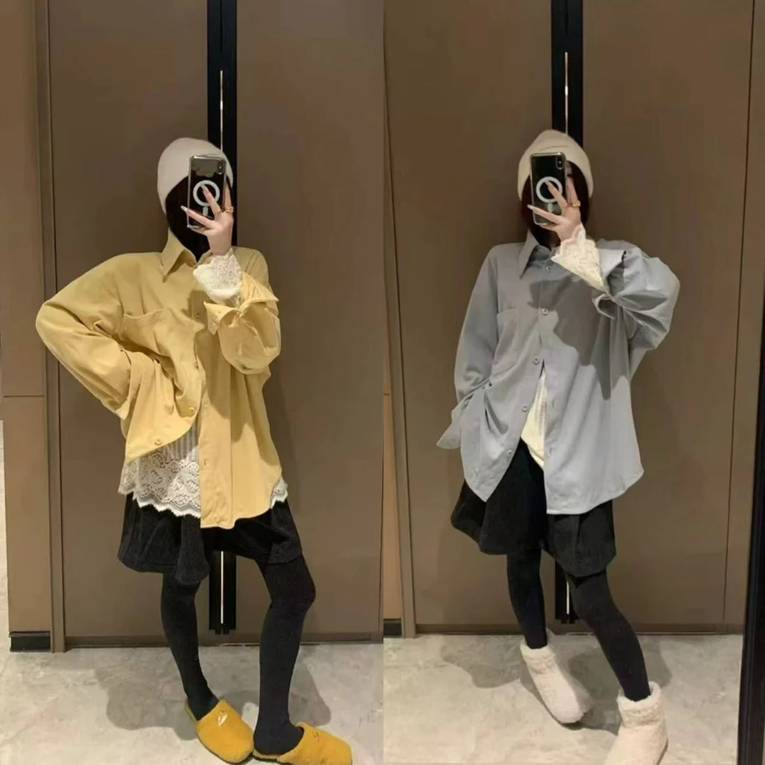 【lela】慵懒廓形马卡龙配色衬衫