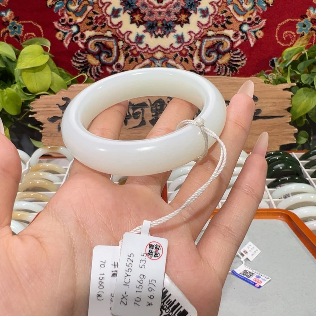 未镶嵌手镯和田玉羊脂白玉手镯 经典宽胎传承款