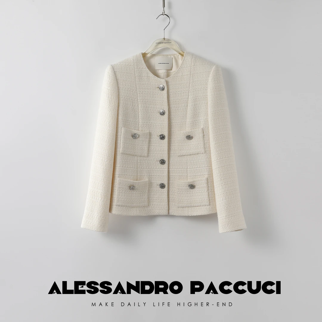 【孤品特价不退换】洛哥24144X【奢雅白银】香风花呢上衣女外套