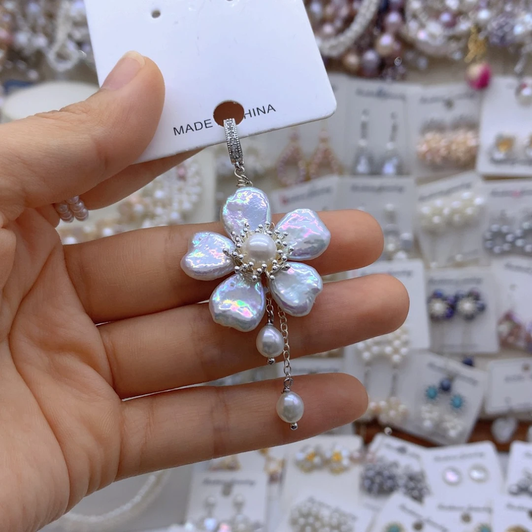 合金淡水珍珠耳饰项链