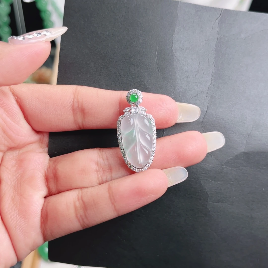 石英质玉银S925镶嵌吊坠(不含链)