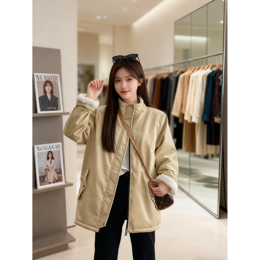 大码女装 胸110-134中长款棉衣2518#