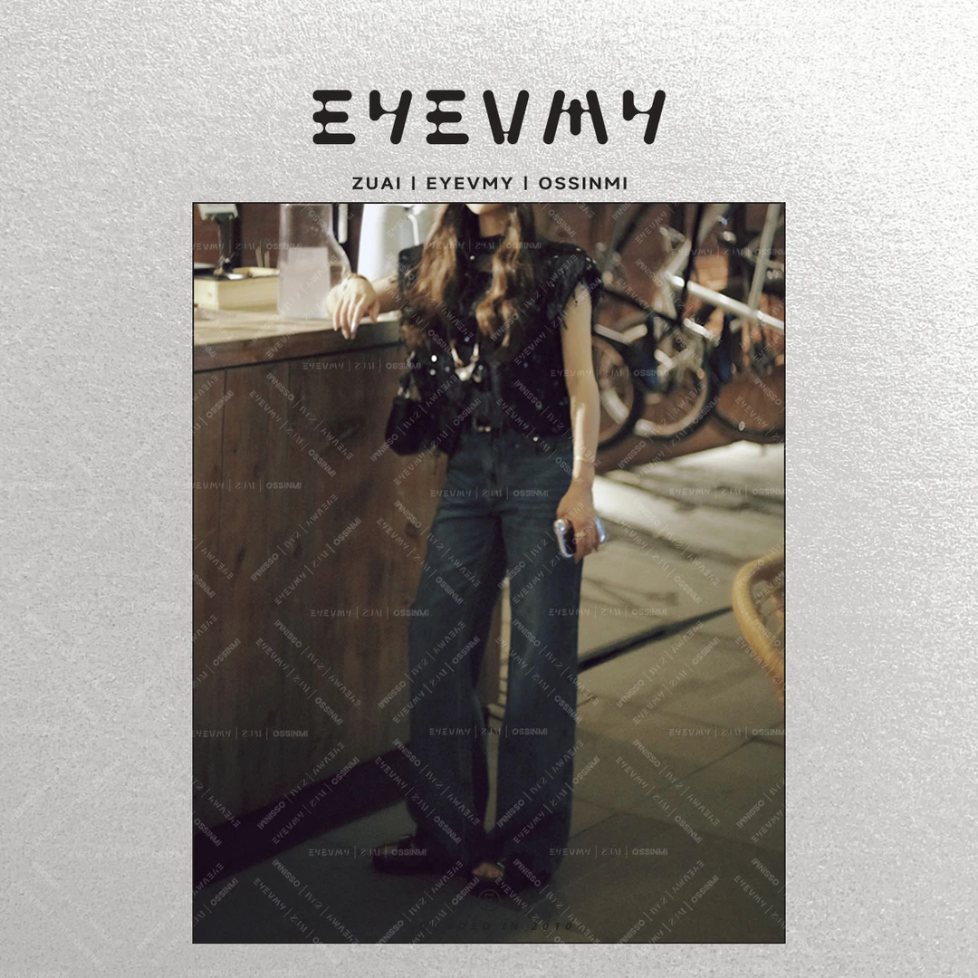 【爱莉牛仔】脚边立体刺绣设计感复古直筒九分牛仔裤WT52TLH016