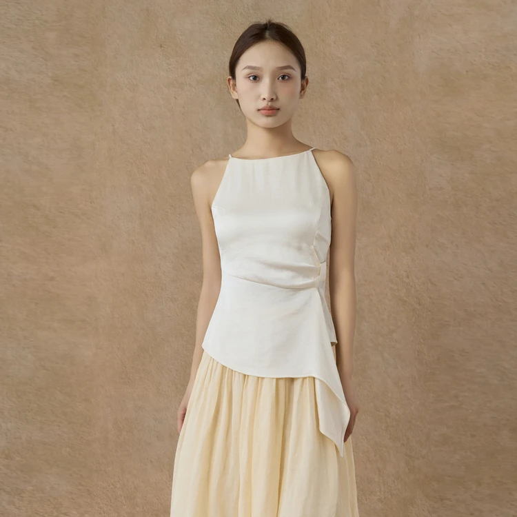 西町村屋不规则绑带无袖小衫女装夏季新款气质百搭上衣XXAB10457