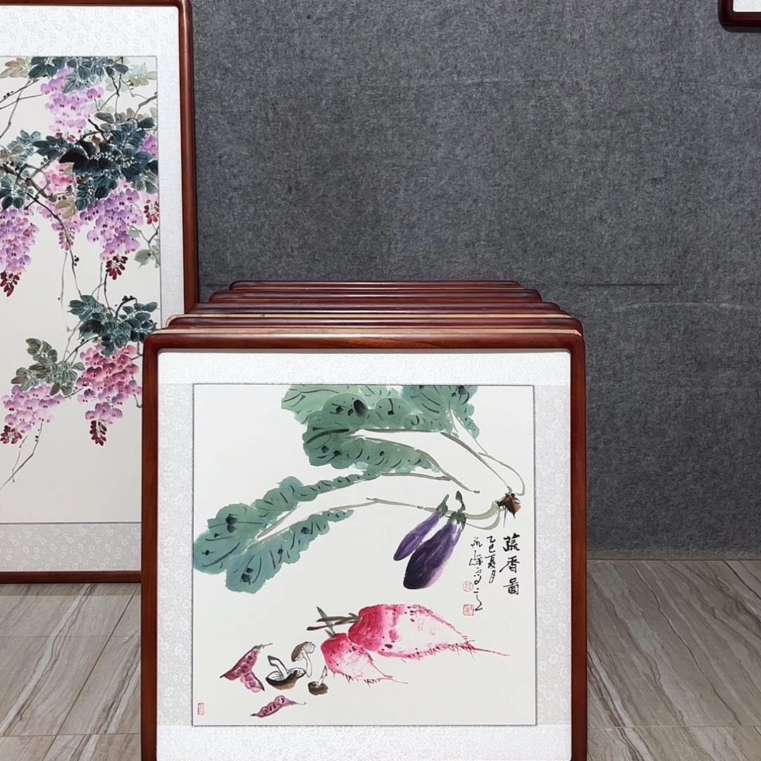 国画书画作品带框63×63