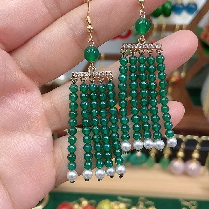 玛瑙/玉髓合金耳饰