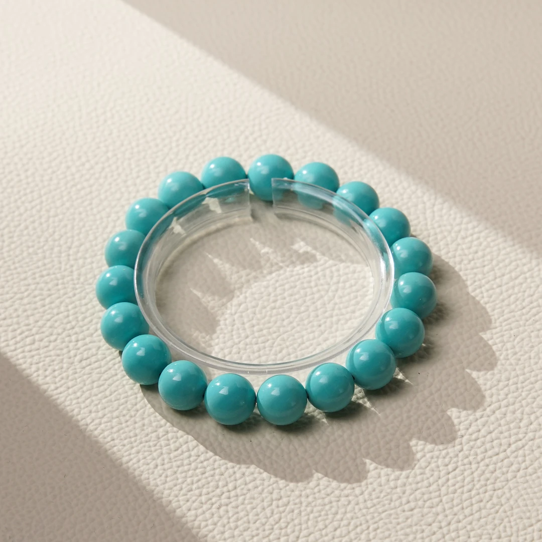 绿松石11mm圆珠素单圈（18-20手围）（31g左右）ZB00199A