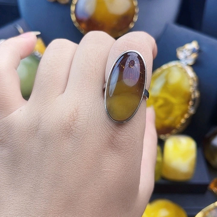 琥珀银S925镶嵌裸石