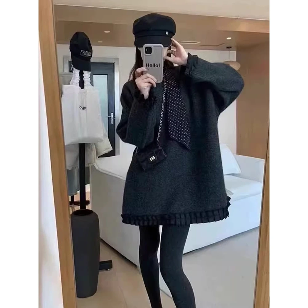 大码孕妇2025春秋新款韩版设计感拼接蕾丝打底洋气显瘦长袖卫衣女