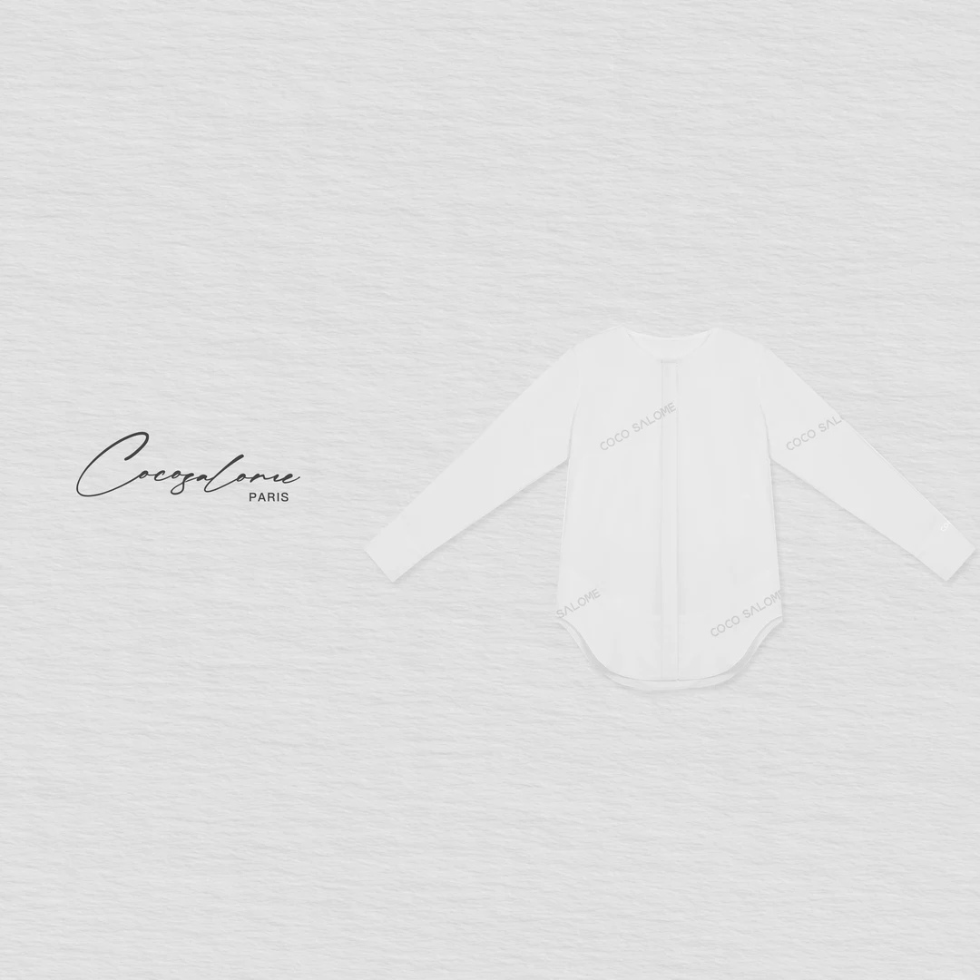 韩彬彬"素雅"春夏极简穿搭独特减龄休闲圆领长袖上衣衬衫Y307-2