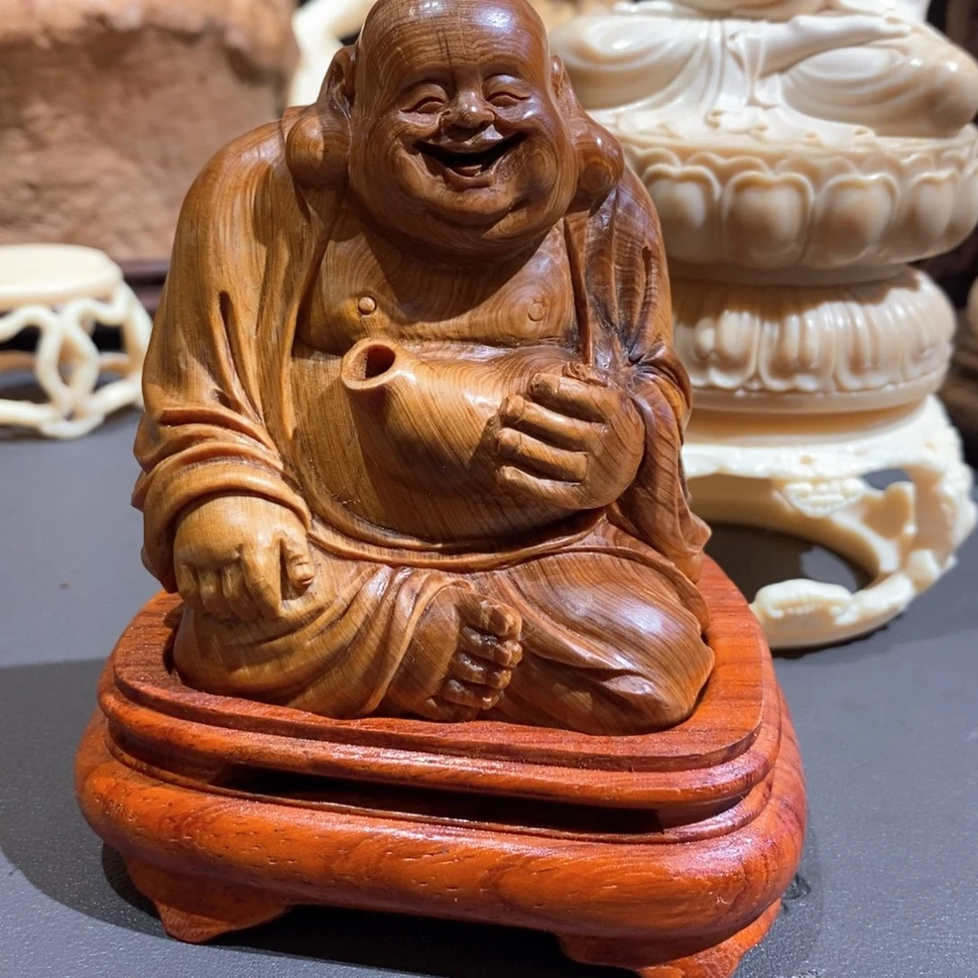 柏木我**山弥勒佛手工雕刻