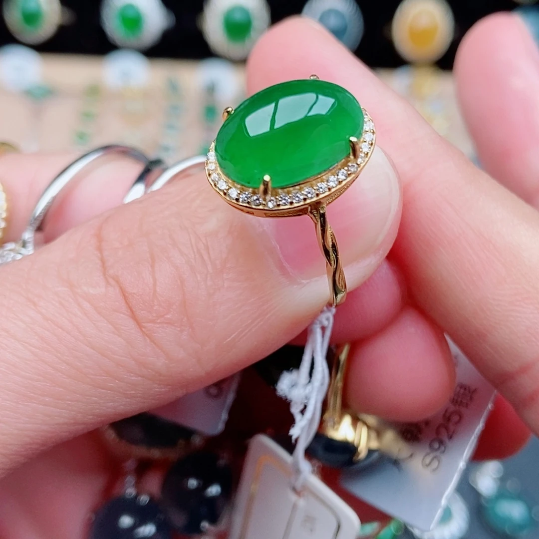 翡翠银S925镶嵌戒指