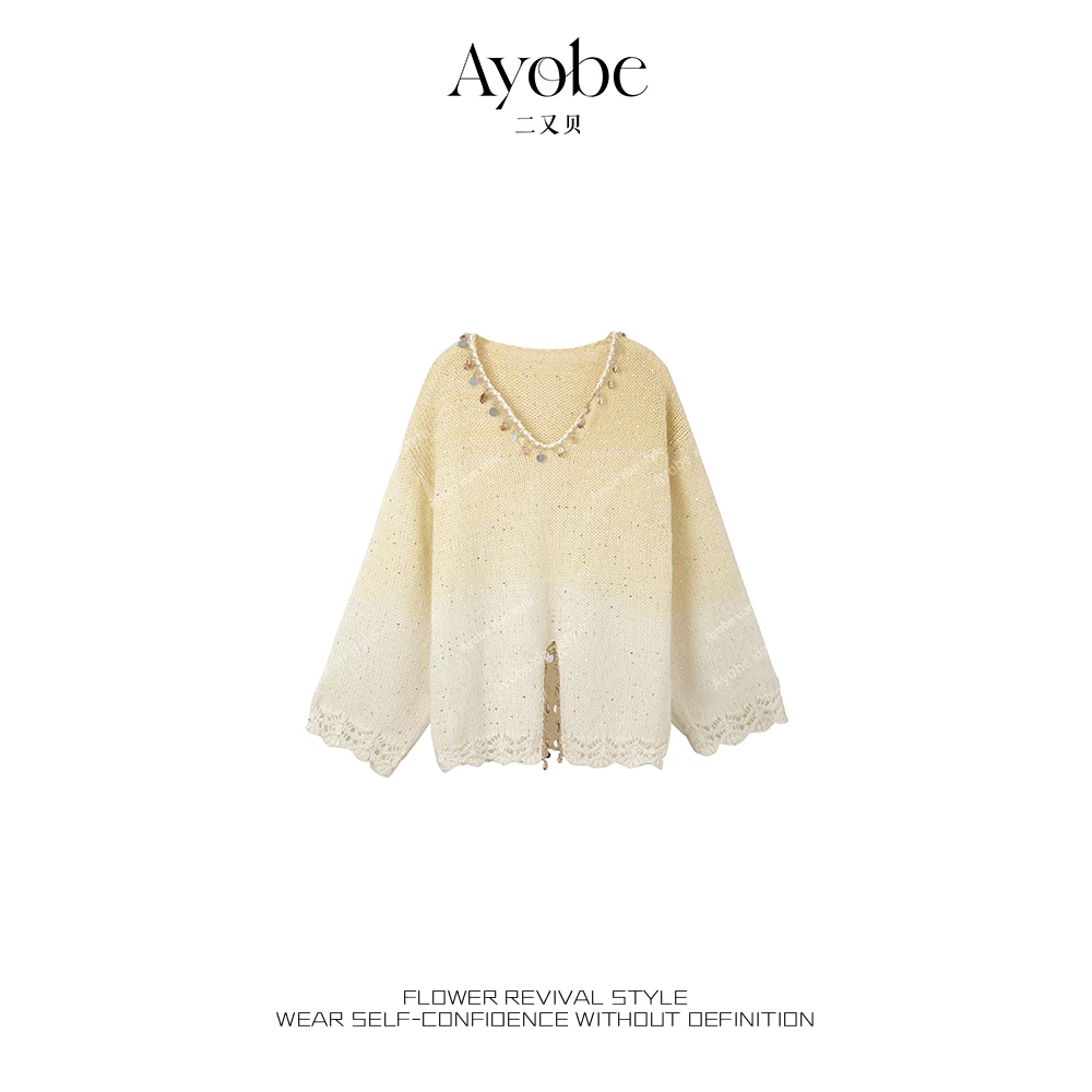 【AYOBE】小贤   时髦精致氛围时尚潮流显瘦百搭渐变闪片毛衫