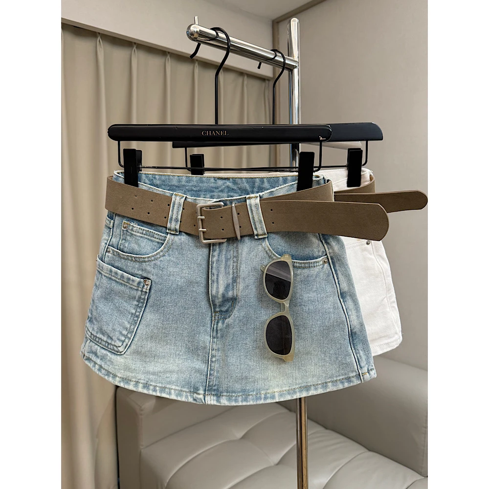 【CCDZ】夏季新品时尚百搭设计感韩系高腰牛仔裙裤女