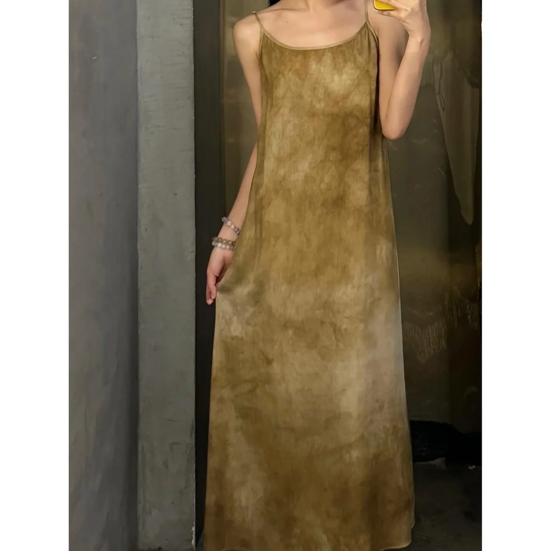 DAW.STUDIO 植物晕染做旧吊带裙