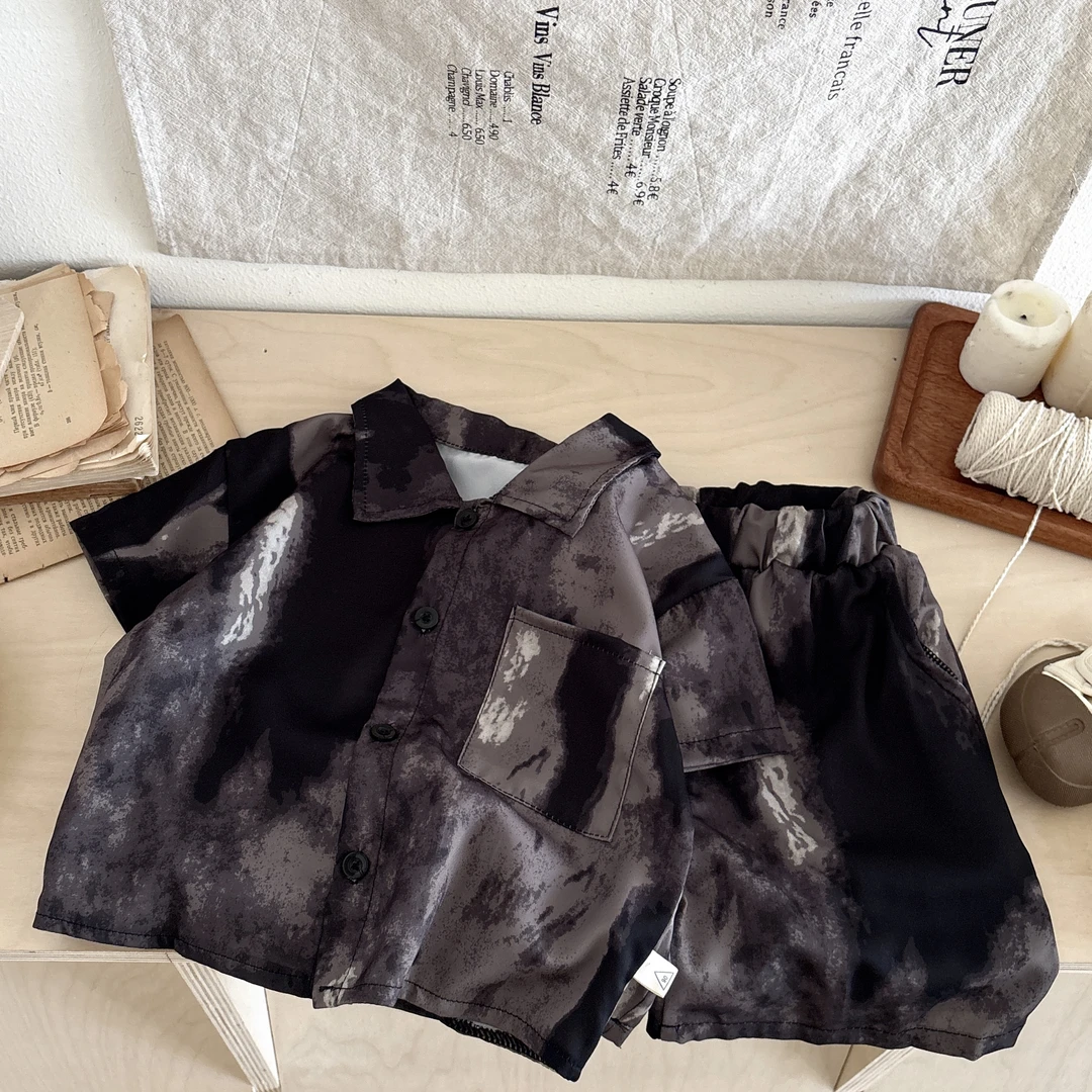 男童夏季套装2025新款儿童短袖polo衫时髦薄款宝宝夏装两件套衣服