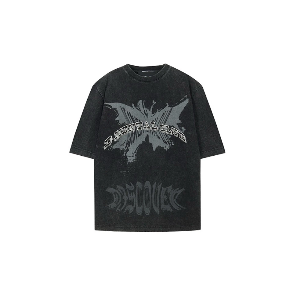 DMC 金属扣水洗休闲短袖T恤 黑色 SSTT32 WB